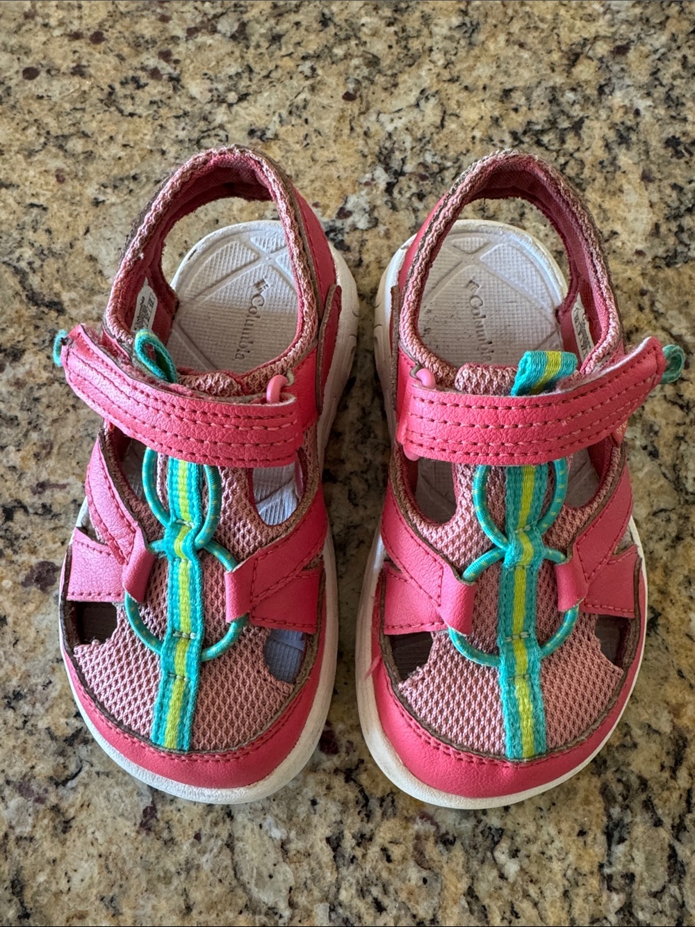 Kids Pink Sport Sandals with Teal Accent